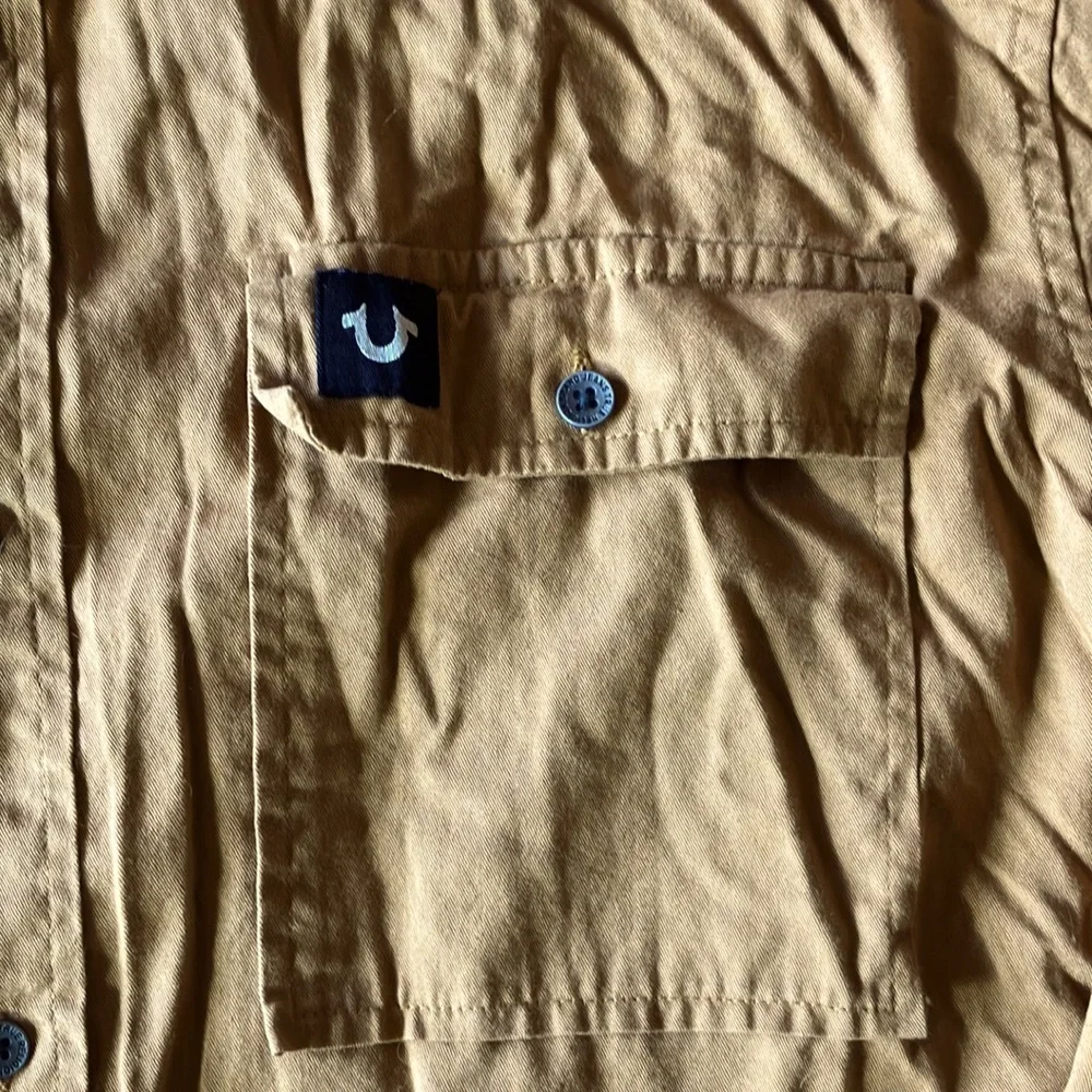 True Religion Triple Needle Long Sleeve Shirt in Chipmunk